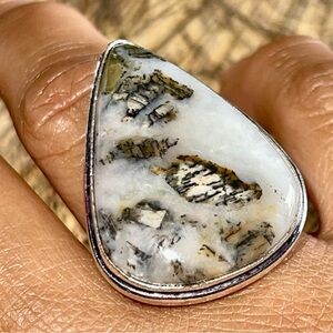 Beautiful Dendritic Agate Ring Size 9 1/2